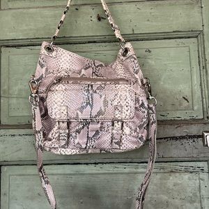 Cole Haan Snake Print Hobo Bag - Pink and Gray